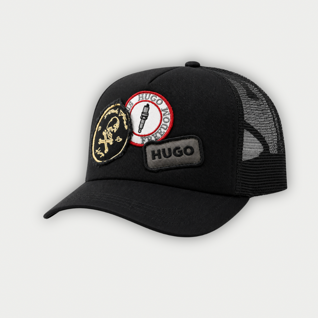 GORRA HUGO PARCHES NEGRA