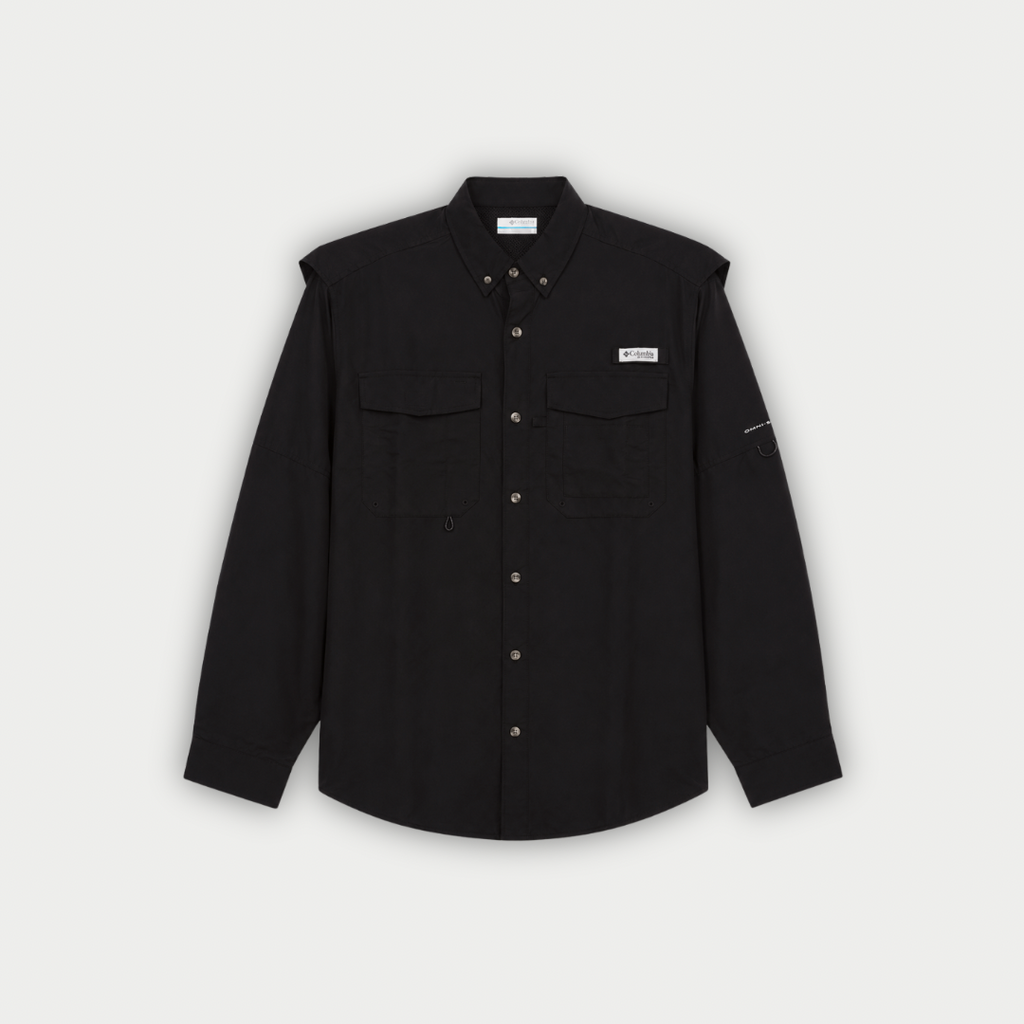 CAMISA COLUMBIA DISTANT NEGRA MANGA LARGA
