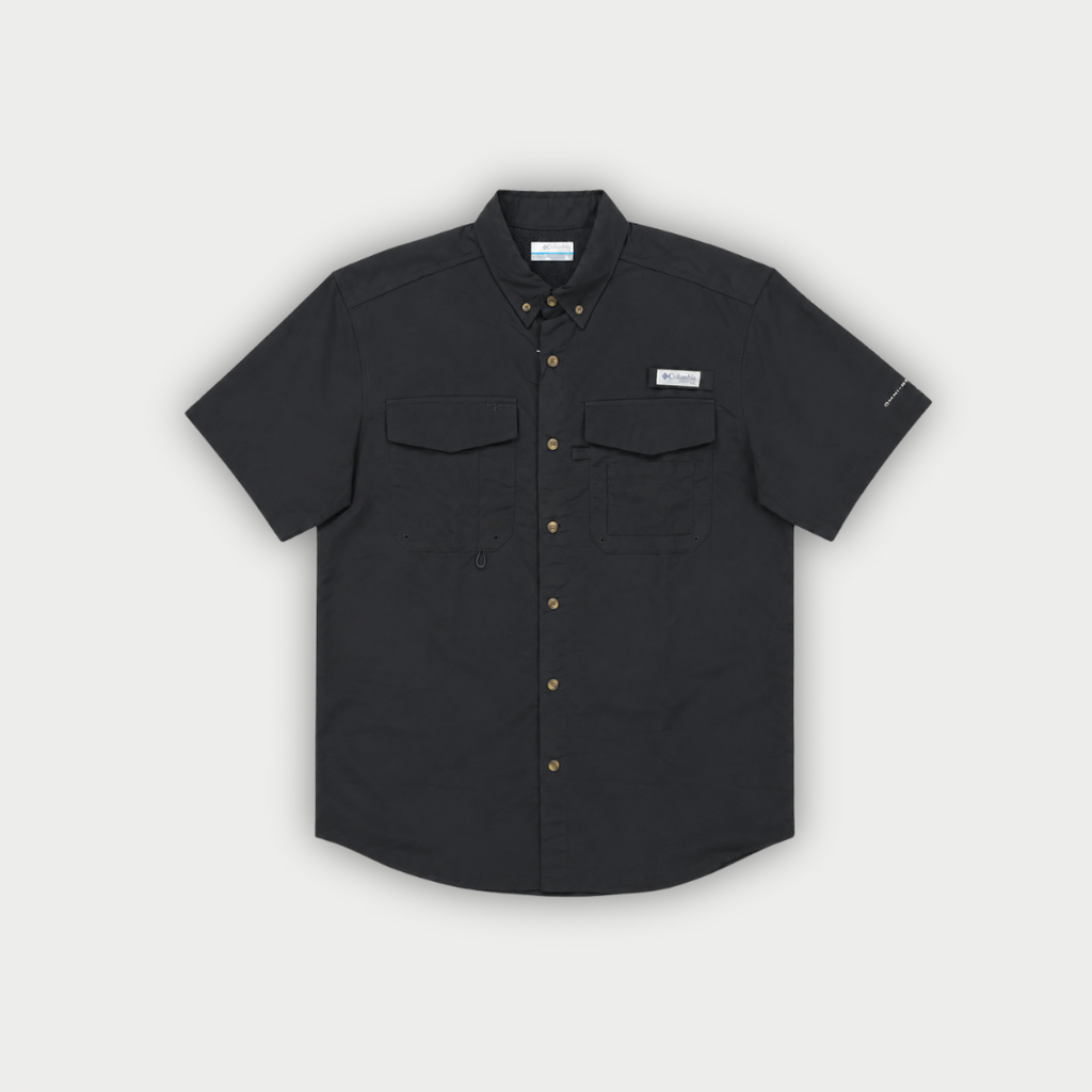 CAMISA COLUMBIA DISTANT NEGRA MANGA CORTA