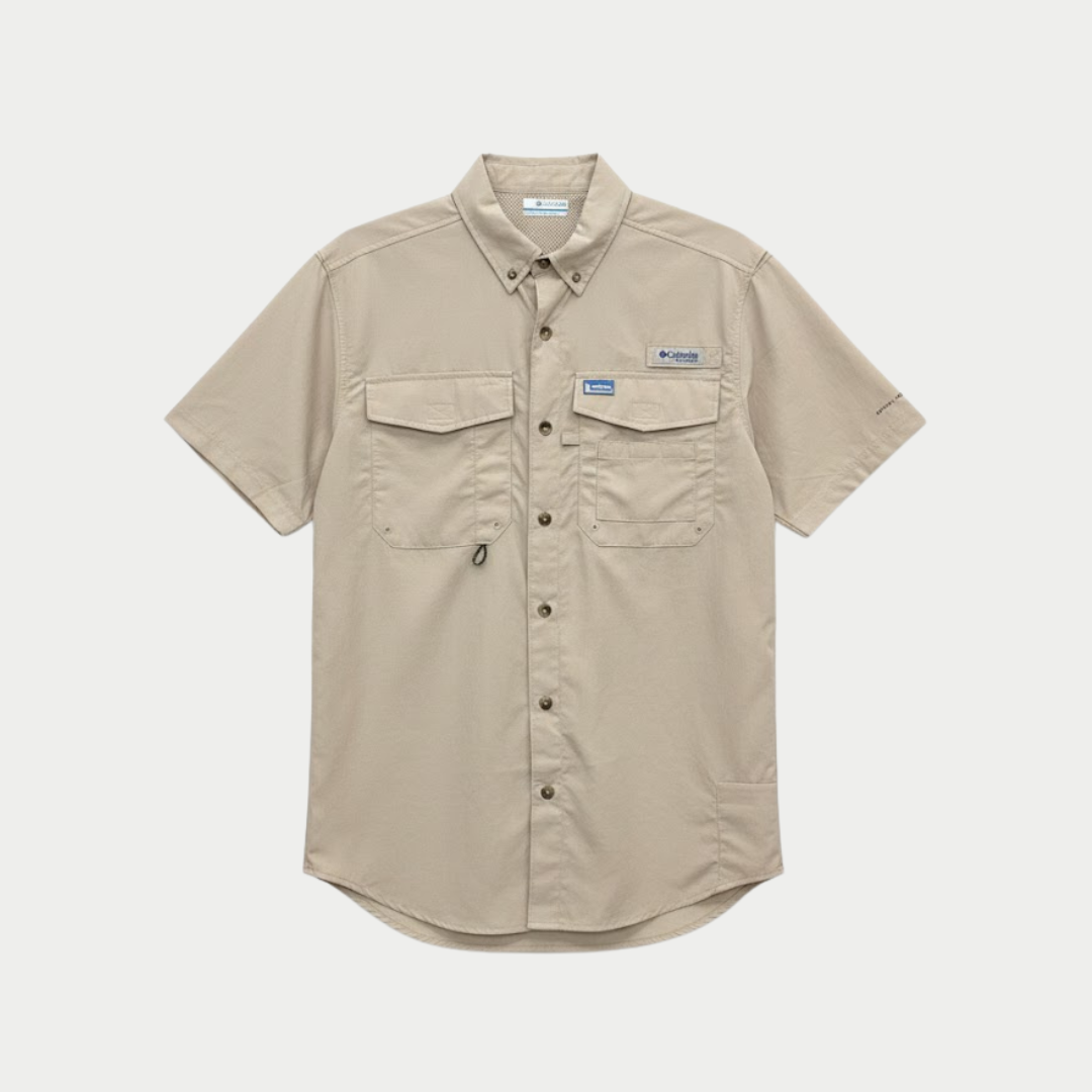 CAMISA COLUMBIA BEIGE MANGA CORTA