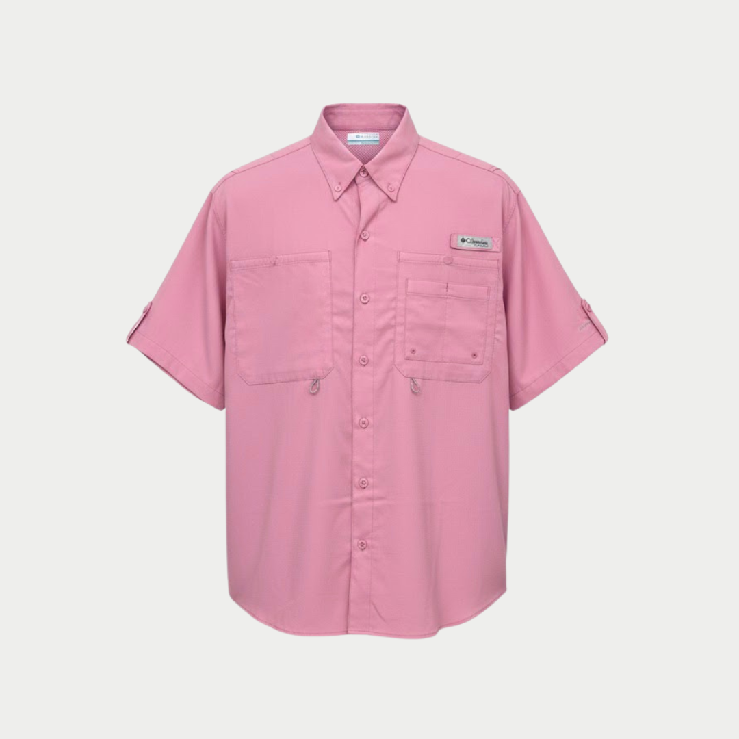 CAMISA COLUMBIA ROSA MANGA CORTA