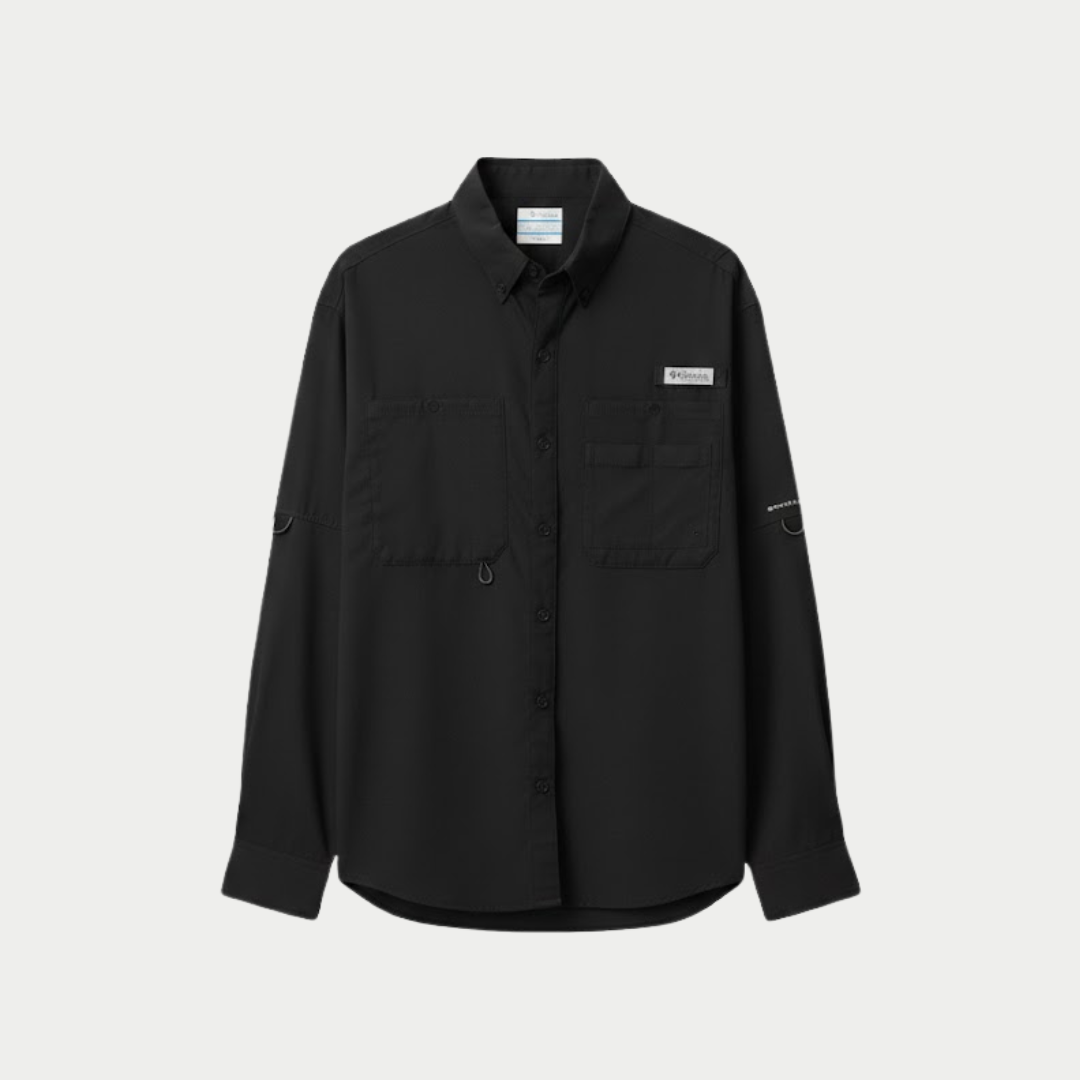 CAMISA COLUMBIA NEGRA MANGA LARGA