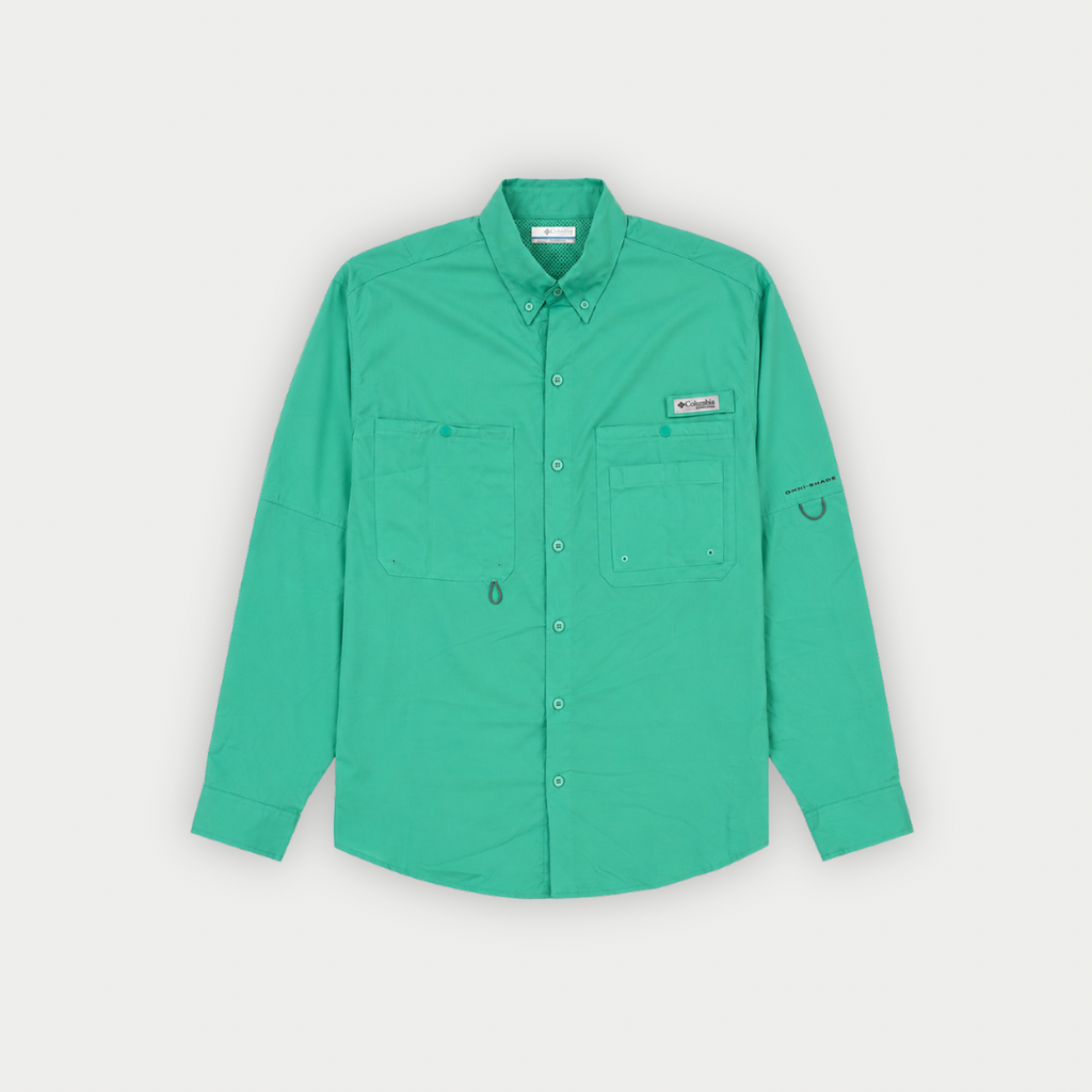 CAMISA COLUMBIA CRISTAL AQUA MANGA LARGA